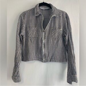 Tangibles Women's Plaid Cropped Zip Up Long Sleeve Y2K Size M